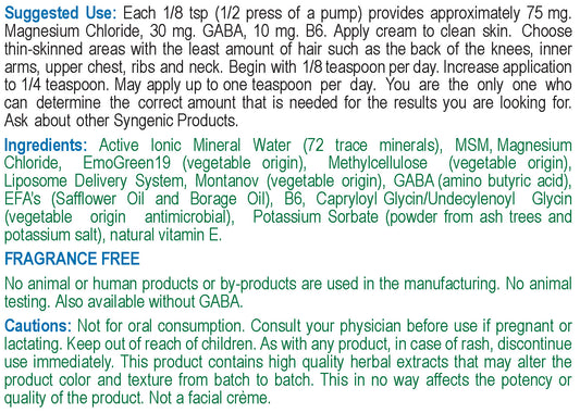 Magnesium Cream + B6 and GABA (Gamma-aminobutyric acid)