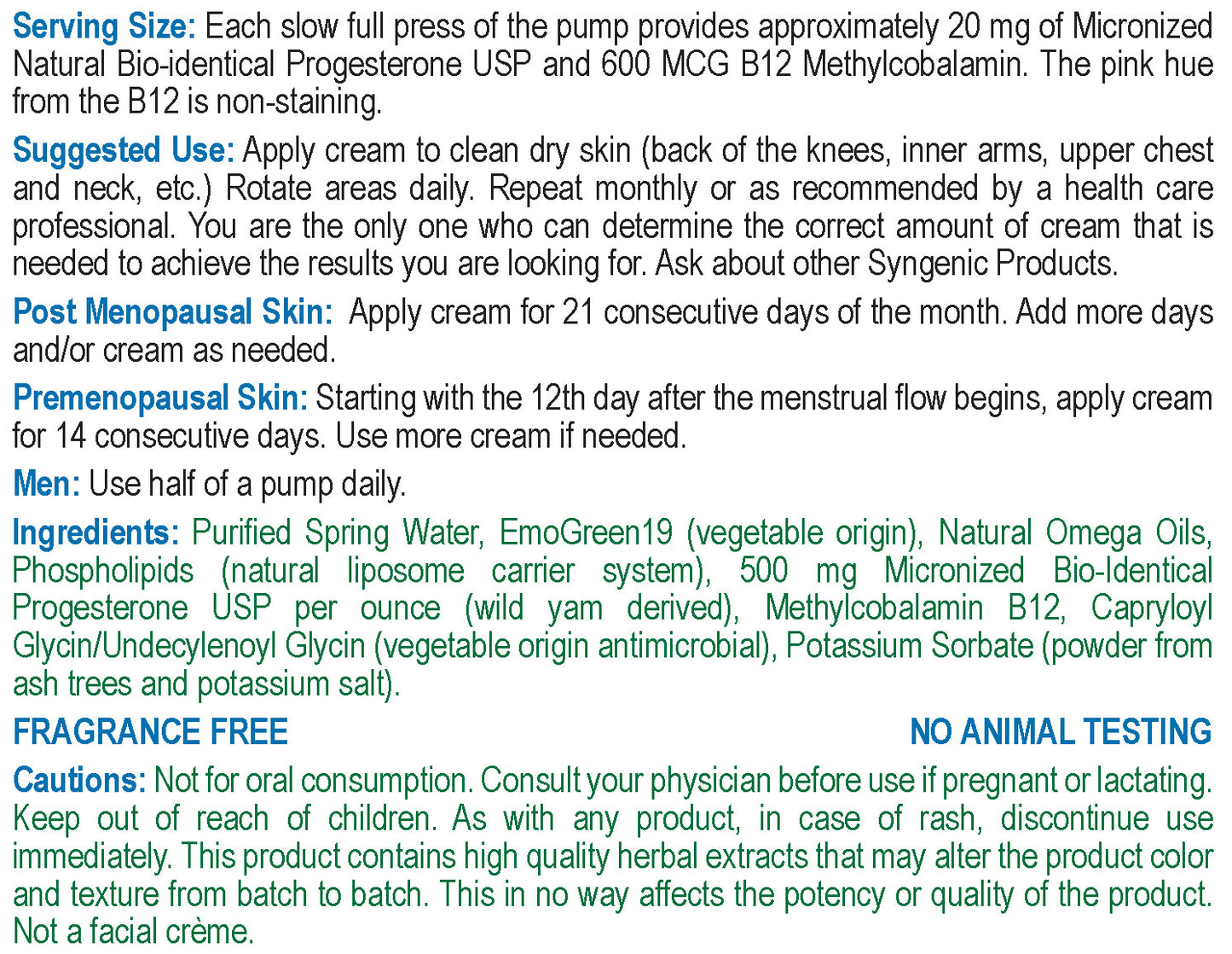 ProCare B12 (Methylcobalamin) Natural Progesterone Cream