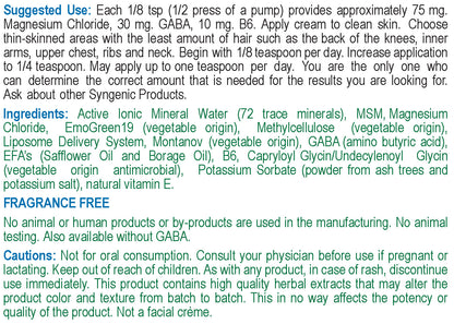 Magnesium Cream + B6 and GABA (Gamma-aminobutyric acid)